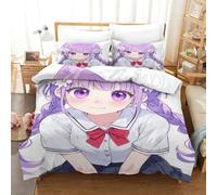 WXLWHR Anime Girl Duvet Cover Sets Ultra Soft Microfiber 3 Piece 3D Printed Bedding Set Anime Girl Kawaii Duvet Cover with Pillowcase For Boys/Girls Kids Single（140x200cm）