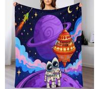 WXLWHR Astronaut Fleece Throw Blanket for Couch Sofa Bed All Season Planet Print Blanket Fluffy Soft Warm Flannel for Her Or Him 40x50inch(100x130cm)