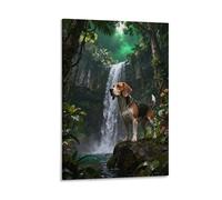 WXLWHR Beagle Canvas Wall Art Jungle Waterfall Canvas Print Modern Decorations for Bedroom, Living Room, Or Kitchen 20x30inch(50x75cm)