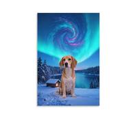 WXLWHR Beagle Canvas Wall Art Nebula Lake Canvas Painting Modern Artwork for Bedroom, Living Room, Or Kitchen Decoration Gift 08x12inch(20x30cm)