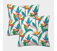 WXLWHR Bird Paradise Cushion Covers Set of 2, Bird Paradise Plant Throw Pillow Covers Polyester Removable Square Decorative for Sofa Bed Indoor Outdoor 40x40cm