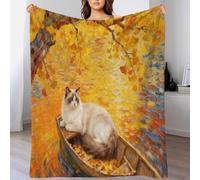 WXLWHR Birman Cat Fleece Throw Blanket for Couch Sofa Bed All Season Autumn Lake Print Blanket Fluffy Soft Warm Flannel Gifts for Women Girls Birthday 50x60inch(127x152cm)