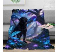 WXLWHR Black Labrador Retriever Fleece Throw Blanket for Sofa Couch Bed All Season Fantasy Forest Pattern Blanket Fluffy Soft Warm Flannel Gifts for Kids Teens Adults 80x90inch(200x230cm)