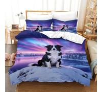 WXLWHR Border Collie Bedding Set Frozen Lake Snowfield Print Duvet Cover Set Soft Microfiber Duvet Cover with Pillowcase Hotel Quality Easy Care Double（200x200cm）