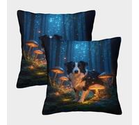 WXLWHR Border Collie Cushion Cover Set of 2, Premium Polyester Throw Pillow Cover with Hidden Zipper, Premium Decorative Throw Pillow Cases, for Sofa Bed Indoor Outdoor 40x40cm