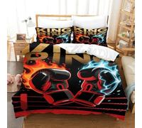 WXLWHR Boxing Duvet Cover Set Soft Polyester 3 Piece 3D Printed Bedding Sets Men Boxing Gloves Comforter Cover with Pillow Cases for Kids Adults Single（140x200cm）