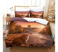 WXLWHR British Shorthair Cat Duvet Cover Set 3D Highway Woods Pattern Bedding Set Soft Polyester Duvet Cover with Zipper & Pillow Cases for Teens And Adults Single（140x200cm）