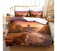 WXLWHR British Shorthair Cat Duvet Cover Set 3D Highway Woods Pattern Bedding Set Soft Polyester Duvet Cover with Hidden Zipper & Pillowcase for Kids Boys Teens Super King（260x220cm）