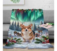 WXLWHR Corgi Fleece Throw Blanket for Sofa Couch Bed All Season Pine Forest Pattern Blanket Fluffy Soft Warm Flannel Gifts for Her Or Him 50x60inch(127x152cm)