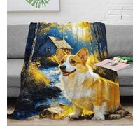 WXLWHR Corgi Fleece Throw Blanket for Sofa Couch Bed All Season Woods Cabin Pattern Blanket Fluffy Soft Warm Flannel Gifts for Boys Girls 80x90inch(200x230cm)