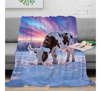 WXLWHR Cow Fleece Throw Blanket for Couch Sofa Bed All Season Snowy Colorful Clouds Print Blanket Fluffy Soft Cozy Flannel Gifts for Wedding Anniversary 80x90inch(200x230cm)