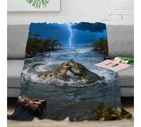 WXLWHR Crocodile Fleece Throw Blanket for Couch Sofa Bed All Season Mangrove Forest Duel Print Blanket Soft Warm Cozy Flannel Gifts for Couple Wife Husband 70x80inch(180x200cm)