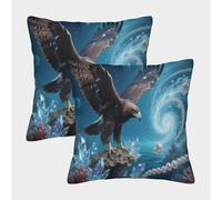 WXLWHR Cushion Cases Eagle Among Pearls in Swirling Vortex Throw Pillow Cover 100% Polyester, Set of 2, Home Decor for Garden, Living Room, Couch, Patio Furniture, Sofa 45x45cm