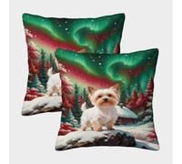 WXLWHR Cute Puppy Cushion Cover Set of 2, Premium Polyester Couch Pillow Covers with Hidden Zipper, Square Decorative Pillow Cases, for Garden Livingroom Couch Patio Furniture 50x50cm