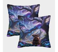 WXLWHR Cute Puppy Cushion Cover Set of 2, Premium Polyester Couch Pillow Covers with Hidden Zipper, Square Decorative Pillow Cases, for Garden Livingroom Couch Patio Furniture 45x45cm