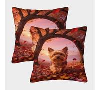 WXLWHR Cute Puppy Cushion Cover Set of 2, Premium Polyester Throw Pillow Cover with Hidden Zipper, Premium Square Pillow Cases, for Garden Livingroom Couch Patio Furniture 40x40cm