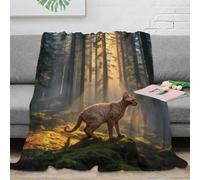 WXLWHR Devon Rex Cat Fleece Throw Blanket for Couch Sofa Bed All Season Woods Print Blanket Fluffy Soft Cozy Flannel for Wedding Anniversary 60x80inch(150x200cm)