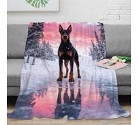 WXLWHR Doberman Pinscher Fleece Throw Blanket for Couch Sofa Bed All Season Snow-Covered Pine Print Blanket Fluffy Soft Cozy Flannel Presents for Women Girls Birthday 60x80inch(150x200cm)