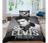 WXLWHR Elvis Presley Duvet Cover Set Soft Microfiber 3 Piece 3D Printed Bedding Sets Elvis Presley Comforter Cover with Pillowcase for Teens And Adults Single（135x200cm）