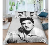 WXLWHR Elvis Presley Duvet Cover Set Soft Microfiber 3 Piece 3D Printed Bedding Sets Elvis Presley Duvet Cover with Pillow Cases for Kids Teens Adults Double（200x200cm）