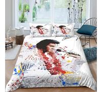 WXLWHR Elvis Presley Duvet Cover Set Soft Microfiber 3 Piece 3D Printed Bedding Sets Elvis Presley Duvet Cover with Pillow Cases for Kids Teens Adults King（220x240cm）