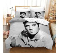 WXLWHR Elvis Presley Duvet Cover Set Soft Microfiber 3 Piece 3D Printed Bedding Sets Elvis Presley Duvet Cover with Pillow Cases for Kids Adults Single（140x200cm）