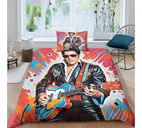 WXLWHR Elvis Presley Duvet Cover Set Soft Microfiber 3 Piece 3D Printed Bedding Sets Elvis Presley Duvet Cover with Pillow Cases for Kids Adults Single（135x200cm）