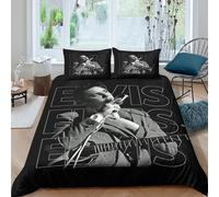 WXLWHR Elvis Presley Duvet Cover Sets Soft Microfiber 3 Piece 3D Printed Bedding Sets Elvis Presley Quilt Covers with Pillow Cases for Kids Teens Adults Double（200x200cm）