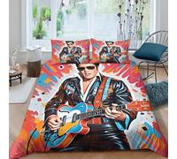 WXLWHR Elvis Presley Duvet Cover Sets Soft Microfiber 3 Piece 3D Printed Bedding Sets Elvis Presley Quilt Covers with Pillowcase for Kids Girls Teens Adults Double（200x200cm）