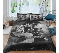 WXLWHR Elvis Presley Duvet Cover Sets Soft Microfiber 3 Piece 3D Printed Bedding Sets Elvis Presley Quilt Covers with Pillow Cases for Kids Boys Teens Double（200x200cm）