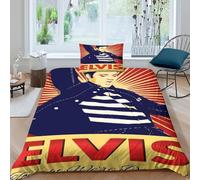 WXLWHR Elvis Presley Duvet Cover Sets Soft Polyester 3 Piece 3D Printed Bedding Set Elvis Presley Duvet Cover with Pillowcase For Teenage Boys Single（135x200cm）
