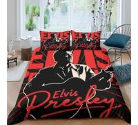 WXLWHR Elvis Presley Duvet Cover Sets Soft Polyester 3 Piece 3D Printed Bedding Set Elvis Presley Duvet Cover with Pillowcase for Kids Boys Teens Double（200x200cm）