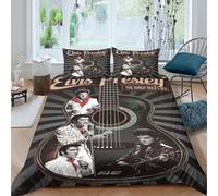 WXLWHR Elvis Presley Duvet Cover Sets Soft Polyester 3 Piece 3D Printed Bedding Set Elvis Presley Duvet Cover with Pillowcase For Boys/Girls Kids Double（200x200cm）