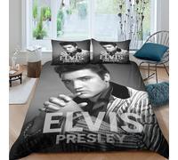 WXLWHR Elvis Presley Duvet Cover Sets Soft Polyester 3 Piece 3D Printed Bedding Set Elvis Presley Duvet Cover with Pillow Cases For Teenage Boys Double（200x200cm）