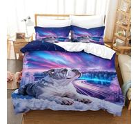WXLWHR English Bulldog Bedding Set Frozen Lake Print Duvet Cover Set Soft Microfiber Duvet Cover with Zipper & Pillowcase Hotel Quality Easy Care Double（200x200cm）