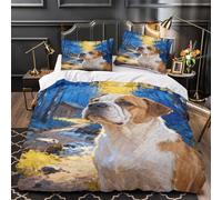 WXLWHR English Bulldog Bedding Set Woods Cabin Print Duvet Cover Set Soft Microfiber Duvet Cover with Pillowcase Hotel Quality Easy Care King（220x240cm）
