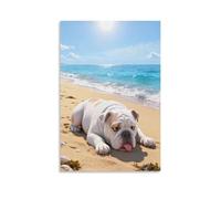 WXLWHR English Bulldog Canvas Wall Art Beach Canvas Print Modern Wall Decor for Living Room Home Office 12x18inch(30x45cm)