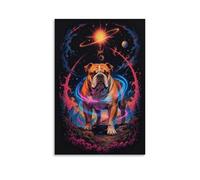 WXLWHR English Bulldog Canvas Wall Art Planet Canvas Print Modern Decoration for Home Office Bedroom 12x18inch(30x45cm)