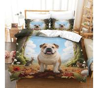 WXLWHR English Bulldog Duvet Cover Set 3D Dog Rabbit Print Bedding Set Soft Microfiber Comforter Cover with Hidden Zipper & Pillowcase For Boys/Girls Kids Super King（260x220cm）