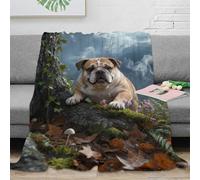 WXLWHR English Bulldog Fleece Throw Blanket, Super Soft & Cosy Flannel, Tree Trunk Throw, for Bed And Sofa Gifts For Women/Men 60x80inch(150x200cm)