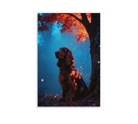 WXLWHR English Cocker Spaniel Canvas Wall Art Autumn Woods Canvas Print Modern Decor for Bedroom, Living Room, Or Kitchen 20x30inch(50x75cm)