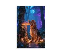 WXLWHR English Cocker Spaniel Canvas Wall Art Mushroom Forest Canvas Print Modern Decorations for Home Office Bedroom 16x24inch(40x60cm)