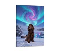WXLWHR English Cocker Spaniel Canvas Wall Art Nebula Lake Canvas Painting Modern Artwork for Living Room Office Home Decor Gift 20x30inch(50x75cm)