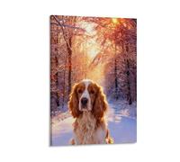 WXLWHR English Cocker Spaniel Canvas Wall Art Snow-Covered Canvas Painting Modern Artwork for Living Room Home Office Decorations Gift 20x30inch(50x75cm)