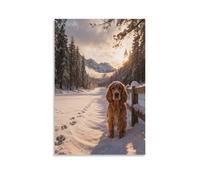 WXLWHR English Cocker Spaniel Canvas Wall Art Snowy Woods Canvas Painting Modern Artwork for Living Room Home Office Decorations Gift 16x24inch(40x60cm)