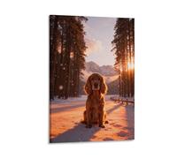 WXLWHR English Cocker Spaniel Canvas Wall Art Snowy Woods Canvas Painting Modern Artwork for Living Room Office Decor Gift 08x12inch(20x30cm)