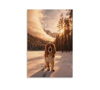 WXLWHR English Cocker Spaniel Canvas Wall Art Snowy Woods Canvas Painting Modern Artwork for Living Room Home Office Decor Gift 20x30inch(50x75cm)