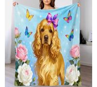 WXLWHR English Cocker Spaniel Fleece Throw Blanket for Couch Sofa Bed All Season Butterfly Pattern Blanket Soft Warm Cozy Flannel Presents for Women Girls Birthday 50x60inch(127x152cm)