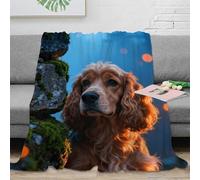 WXLWHR English Cocker Spaniel Fleece Throw Blanket for Couch Sofa Bed All Season Moss Rocks Print Blanket Fluffy Soft Cozy Flannel Unique Gift for Kids Teens Adults 40x50inch(100x130cm)