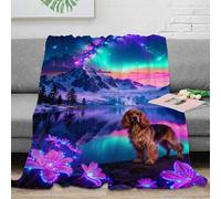 WXLWHR English Cocker Spaniel Fleece Throw Blanket for Couch Sofa Bed All Season Snow Mountain Print Blanket Fluffy Soft Cozy Flannel Unique Gift for Women Girls Birthday 40x50inch(100x130cm)